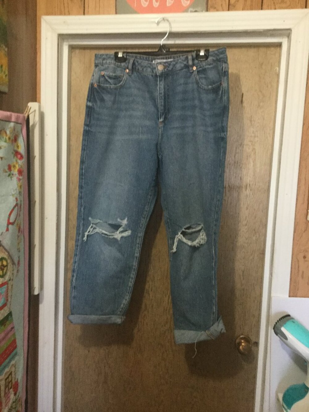 Garage vintage straight leg destressed jeans size 15 waist is 18 inseam is 26